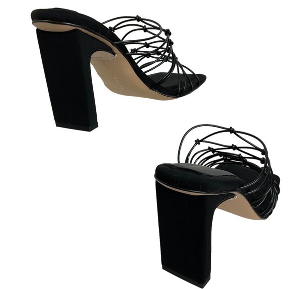 Good American Shoes Womens Size 8 Black Strappy Heels Caged Mule $260 Nwb - Picture 4 of 10